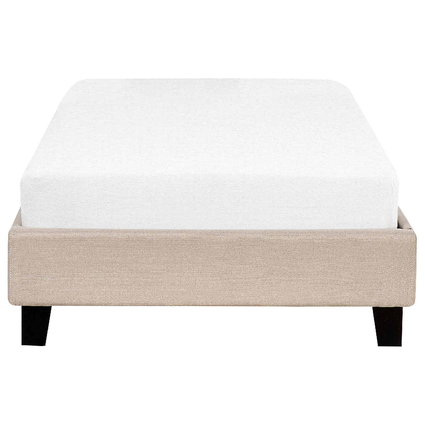 Everlume Single Bed Frame 3ft Beige Linen Look Fabric Slatted Bed Without Headboard