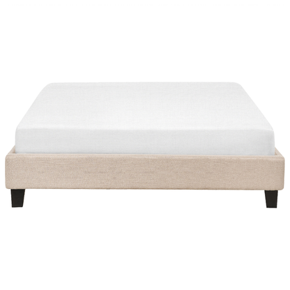 EU Double Size Beige Fabric Slatted Bed Frame 4ft6 No Headboard