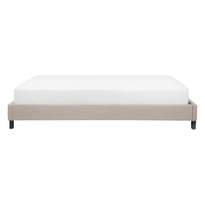 EU Double Size Beige Fabric Slatted Bed Frame 4ft6 No Headboard