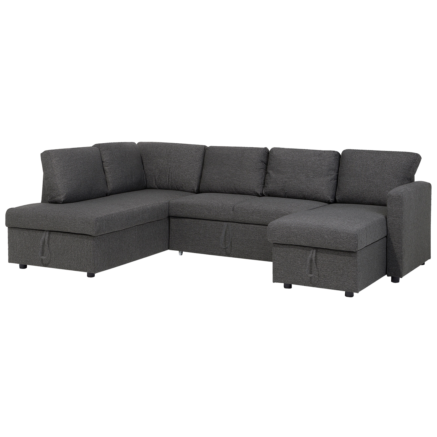 Corner Sofa Bed Dark Grey Fabric U Shape 5 Seater With Storage