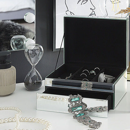 Mirrored Jewellery Box Silver 22 x 17 Vanity Organizer