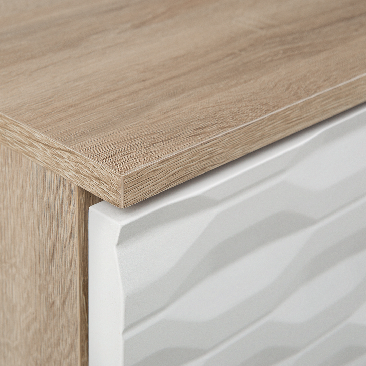 Light Brown And White Chipboard Coffee Table 120 X 60cm With One Drawer Scandinavian Modern