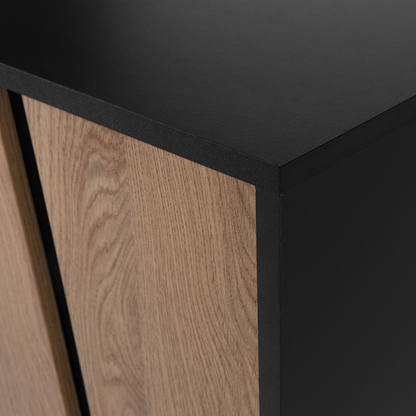 TV Stand Brown Black Metal Legs 76 Inch 1 Drawer 2 Cabinets