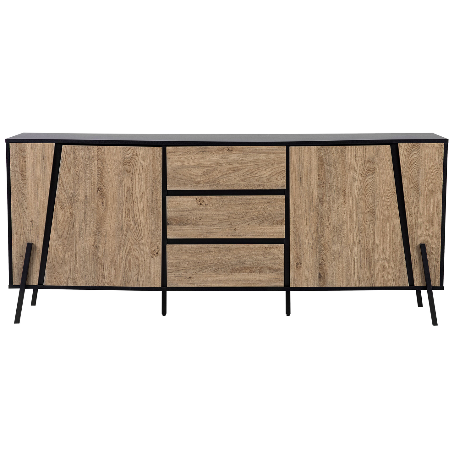 Nordic Sideboard Light Brown Minimalist 2 Cabinets 3 Drawers With Metal Legs
