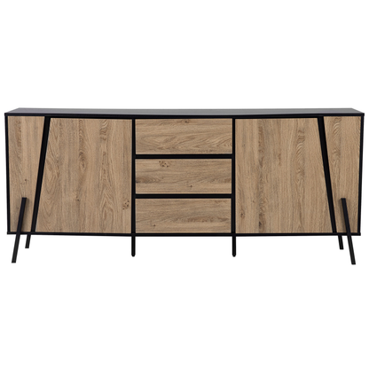 Nordic Sideboard Light Brown Minimalist 2 Cabinets 3 Drawers With Metal Legs