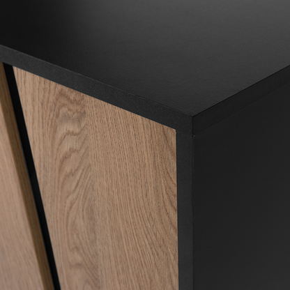 Nordic Sideboard Light Brown Minimalist 2 Cabinets 3 Drawers With Metal Legs
