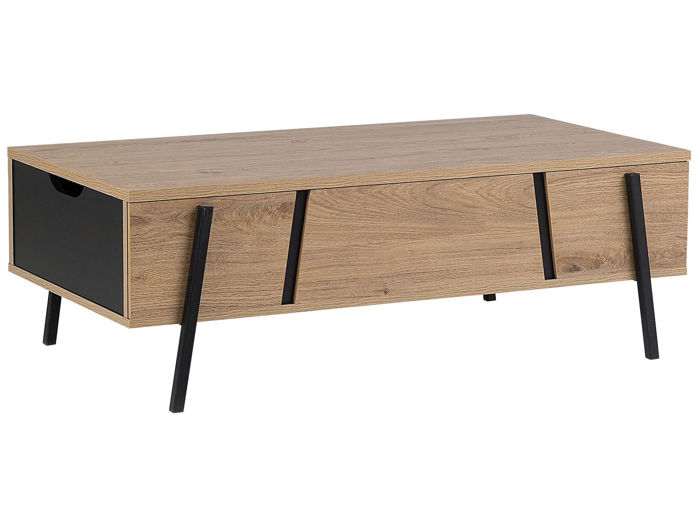 Lift Top Coffee Table Light Brown Chipboard With Black Metal Legs 107 x 59cm