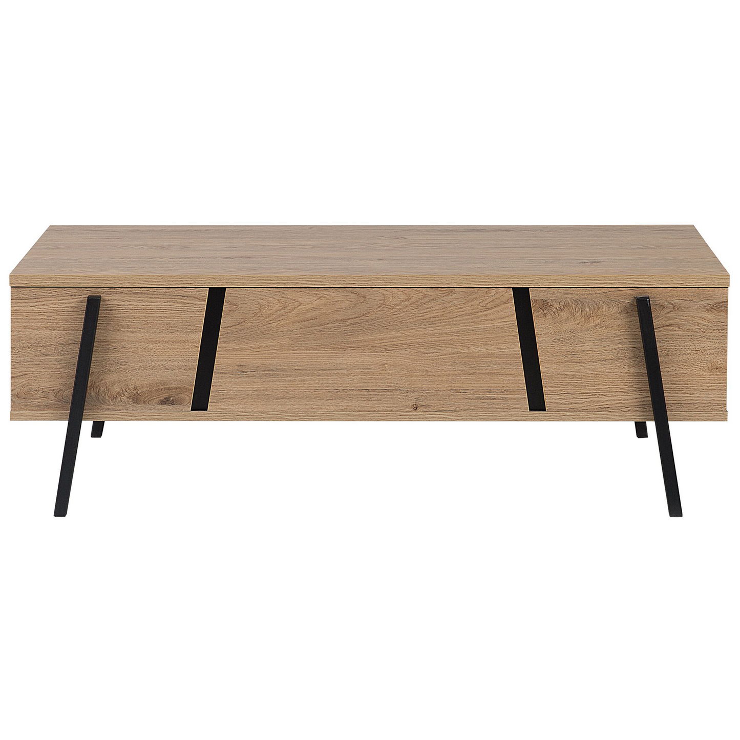Lift Top Coffee Table Light Brown Chipboard With Black Metal Legs 107 x 59cm