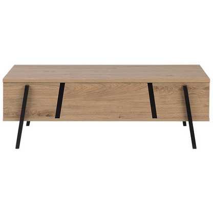 Lift Top Coffee Table Light Brown Chipboard With Black Metal Legs 107 x 59cm