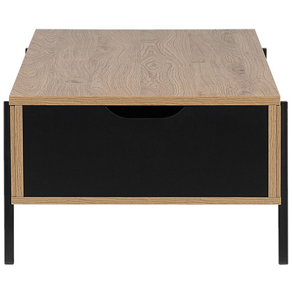Lift Top Coffee Table Light Brown Chipboard With Black Metal Legs 107 x 59cm