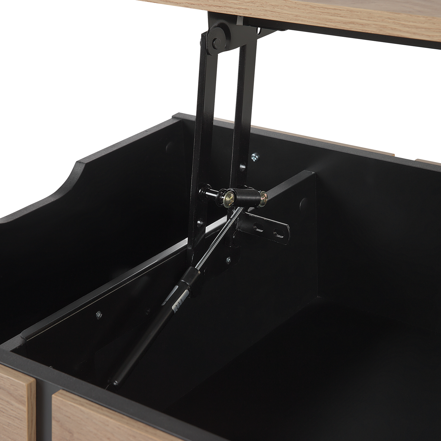 Lift Top Coffee Table Light Brown Chipboard With Black Metal Legs 107 x 59cm