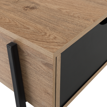 Lift Top Coffee Table Light Brown Chipboard With Black Metal Legs 107 x 59cm