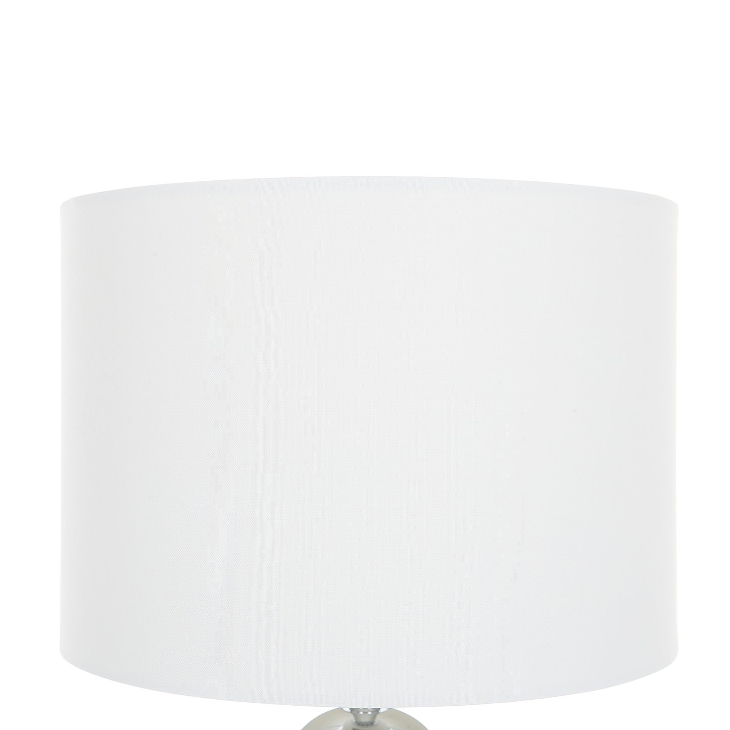 Bedside Table Lamp Silver Round Base White Drum Shade