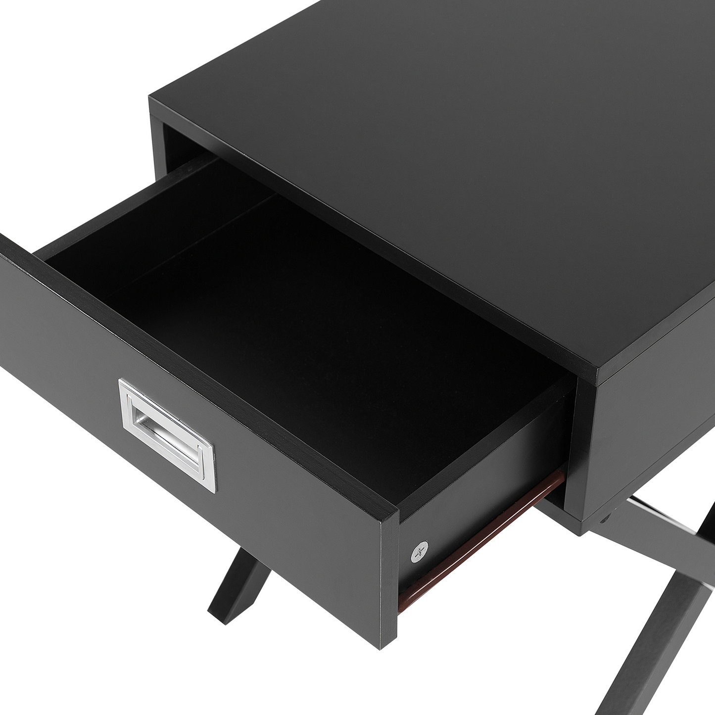 Nordic Living Bedside Table Black Rectangular Top With Storage Drawer And Wooden Scandinavian Legs