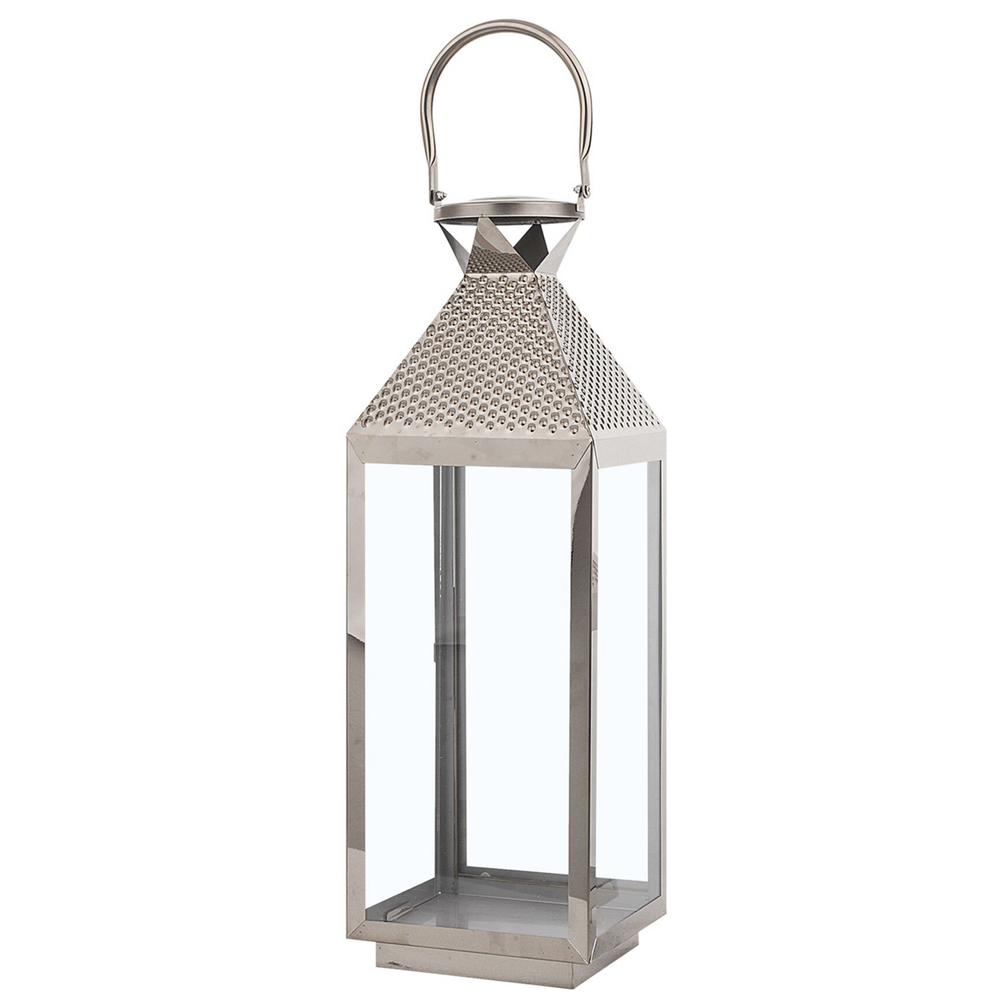 Lumenique Silver Stainless Steel Lantern 55cm Pillar Candle Holder