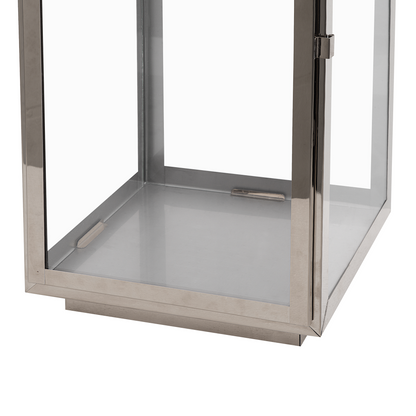 Lumenique Silver Stainless Steel Lantern 55cm Pillar Candle Holder