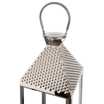 Lumenique Silver Stainless Steel Lantern 55cm Pillar Candle Holder