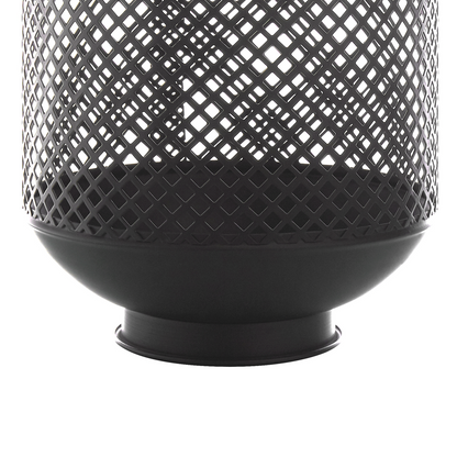 Lantern Black Metal Openwork Rope Handle Single Candle