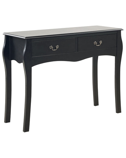 Black Console Table With Two Drawers Made From Manufactured Wood Vintage Hallway Furniture 100 x 35cm