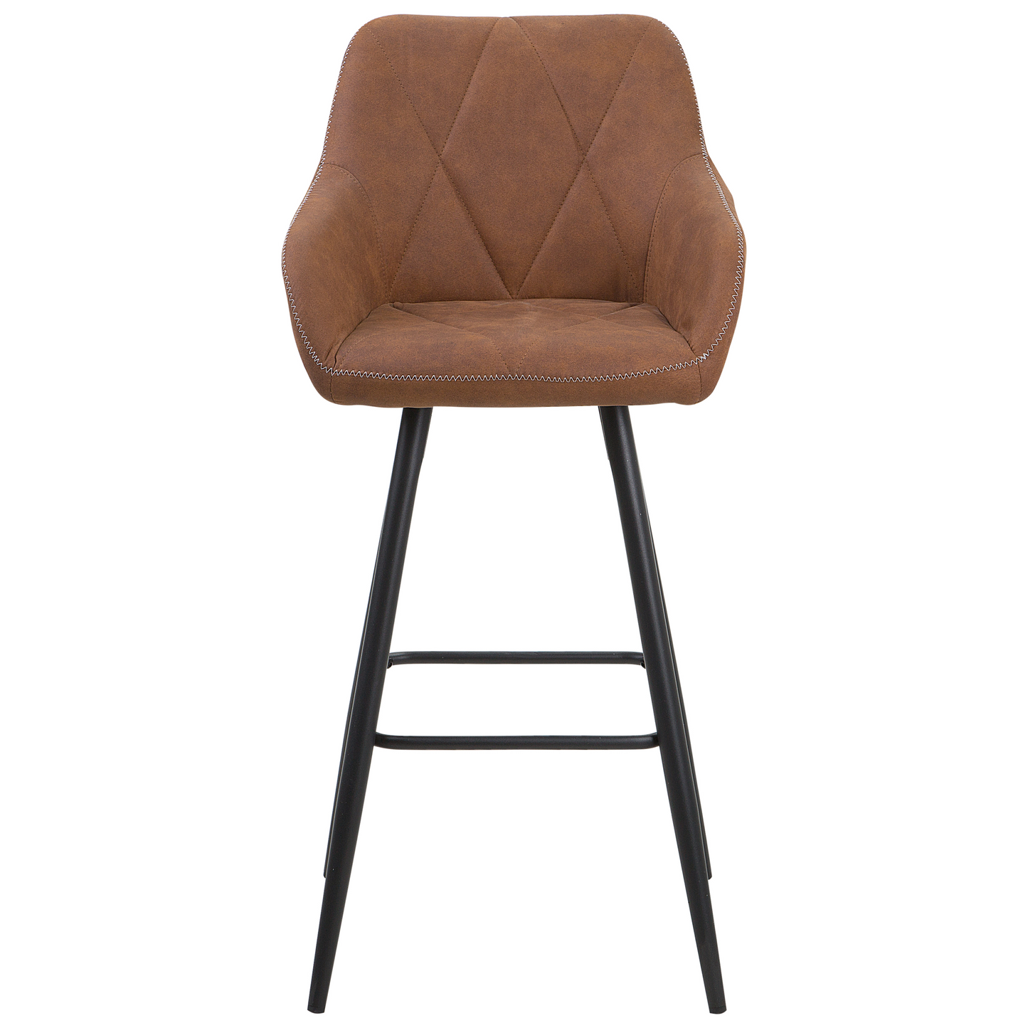 Brown Fabric Bar Stool Set Of 2 With Arms Quilted Backrest