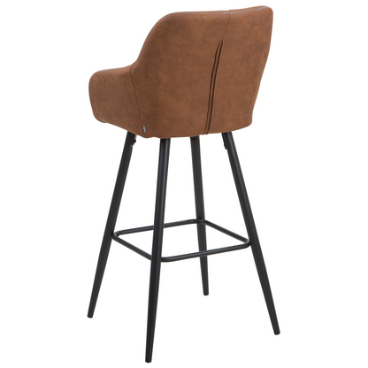 Brown Fabric Bar Stool Set Of 2 With Arms Quilted Backrest