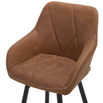 Brown Fabric Bar Stool Set Of 2 With Arms Quilted Backrest