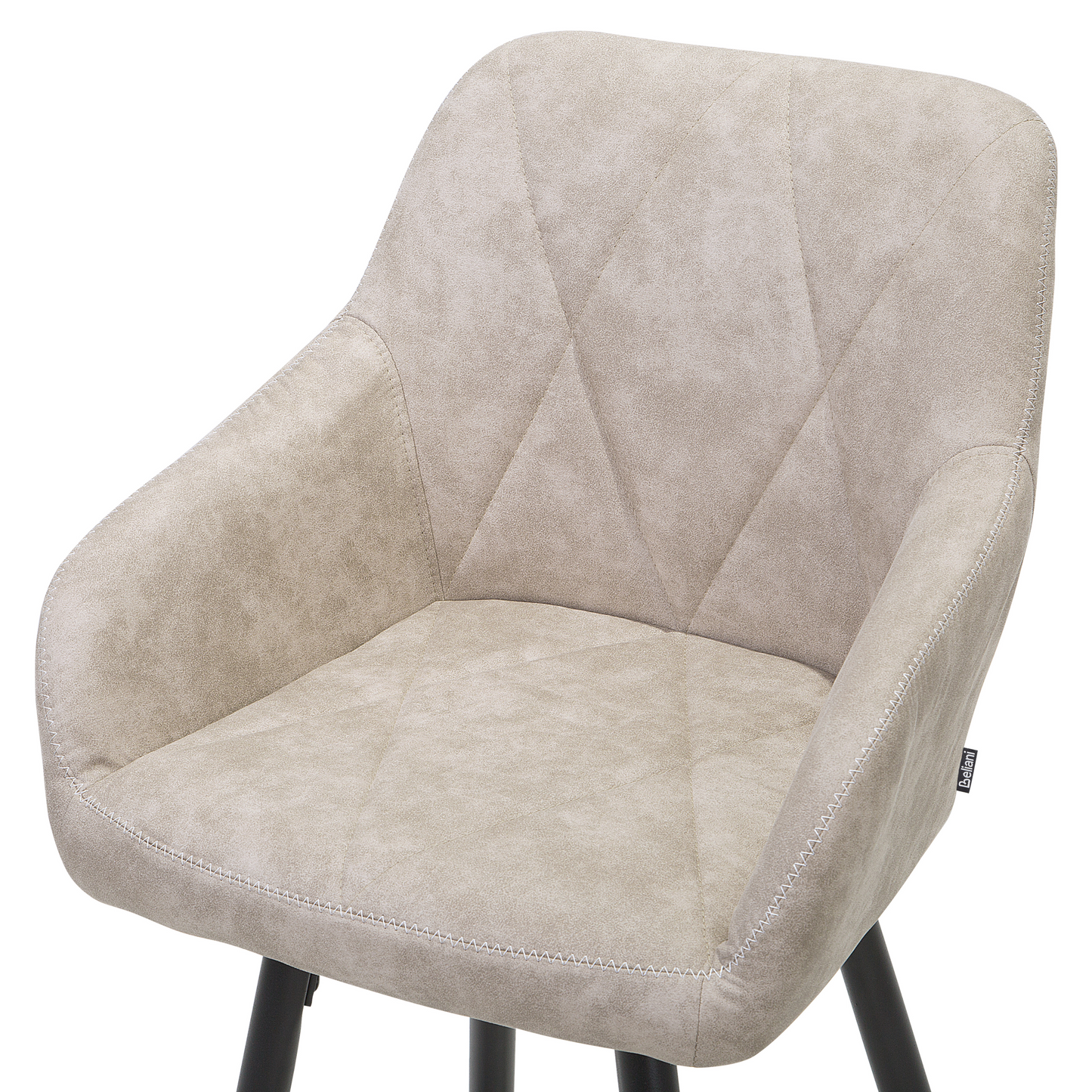 Beige Fabric Bar Stools Set With Arms And Quilted Back