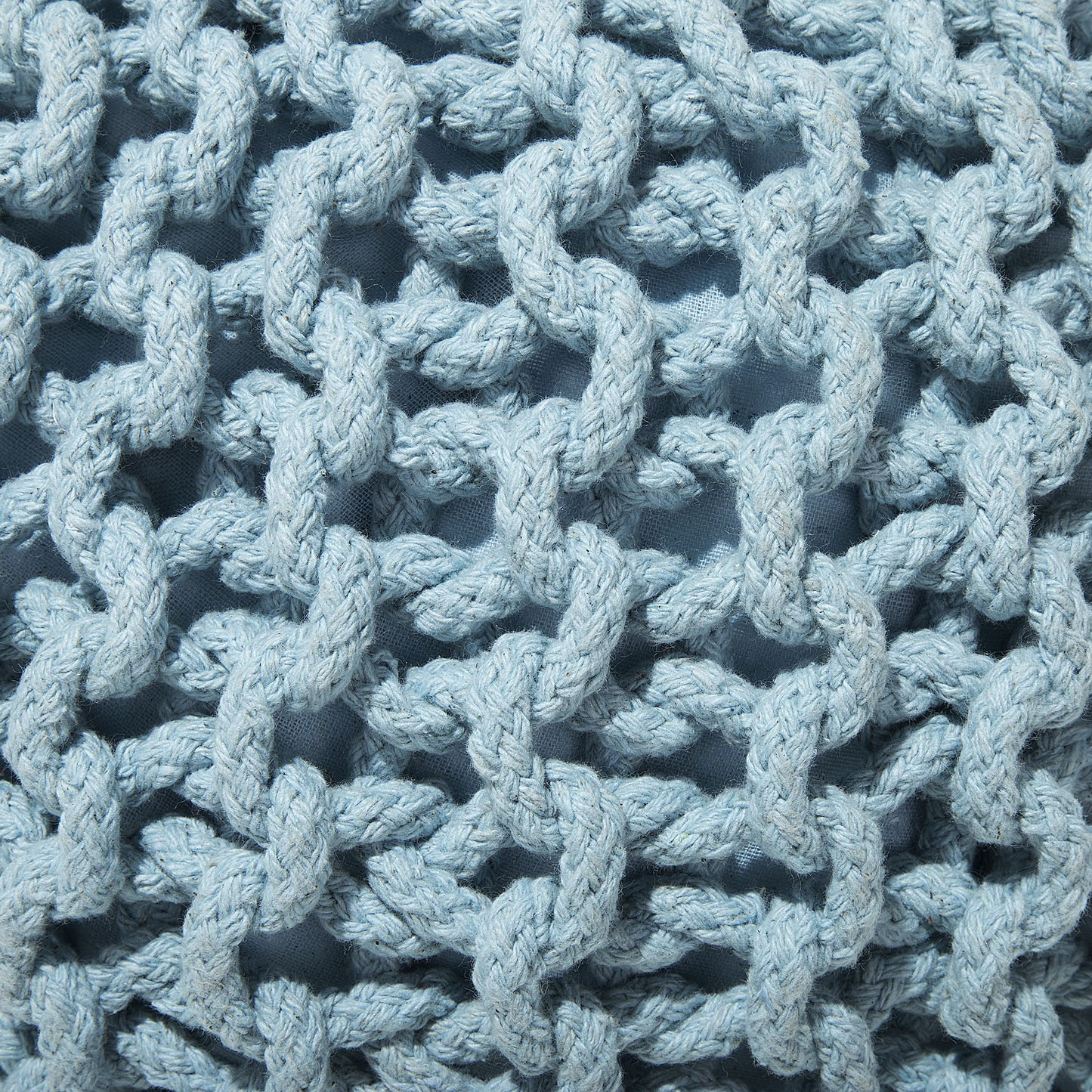 Light Blue Knitted Pouf Ottoman With EPS Beads 50 x 35cm