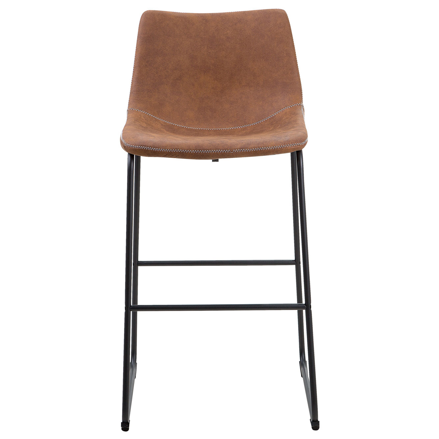 Acme Brown Fabric Bar Stools Set Of 2 With Black Metal Legs
