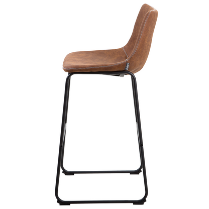 Acme Brown Fabric Bar Stools Set Of 2 With Black Metal Legs