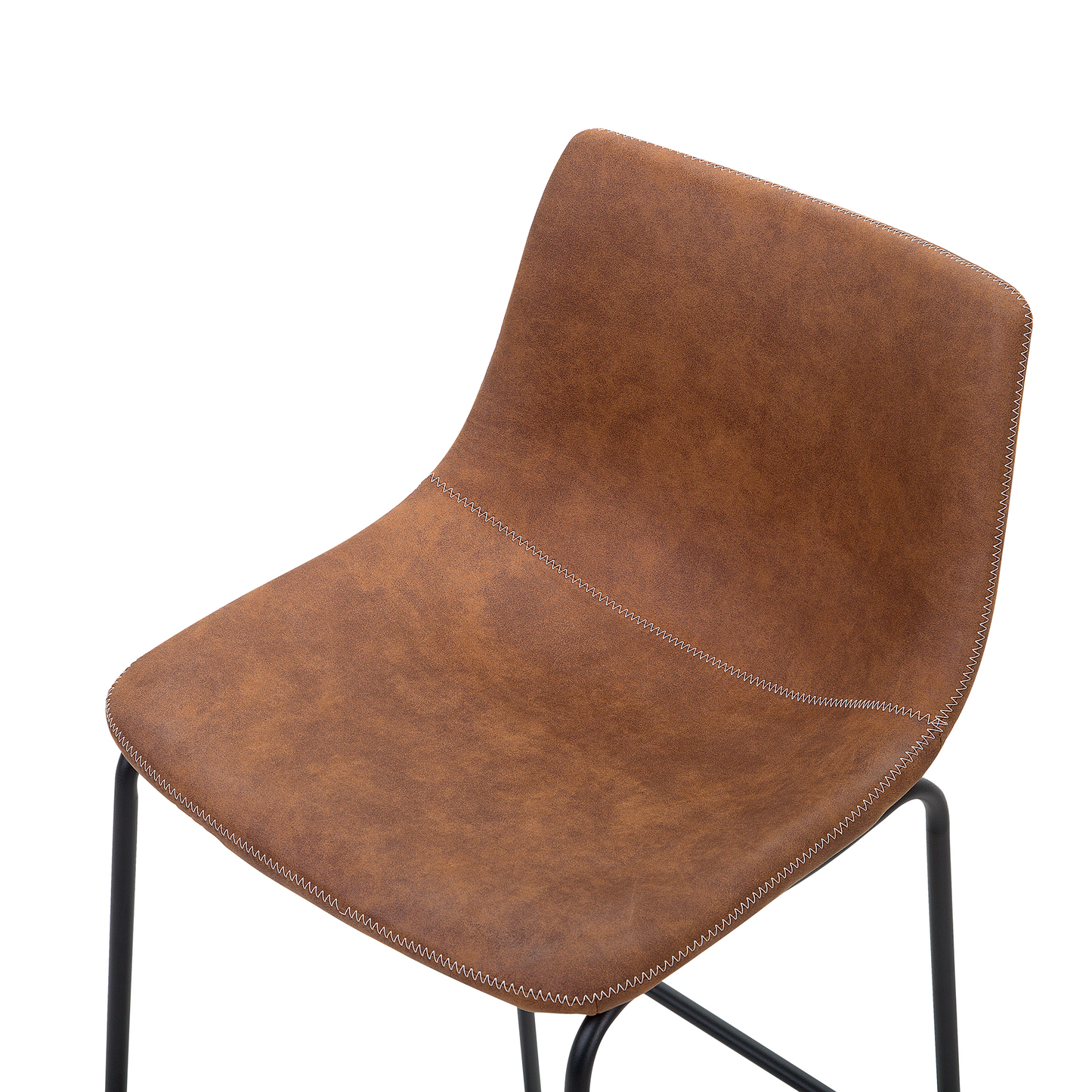 Acme Brown Fabric Bar Stools Set Of 2 With Black Metal Legs
