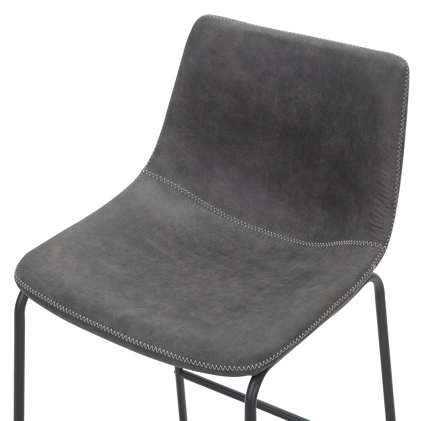 Set Of 2 Bar Stools Dark Grey Fabric Black Metal Legs