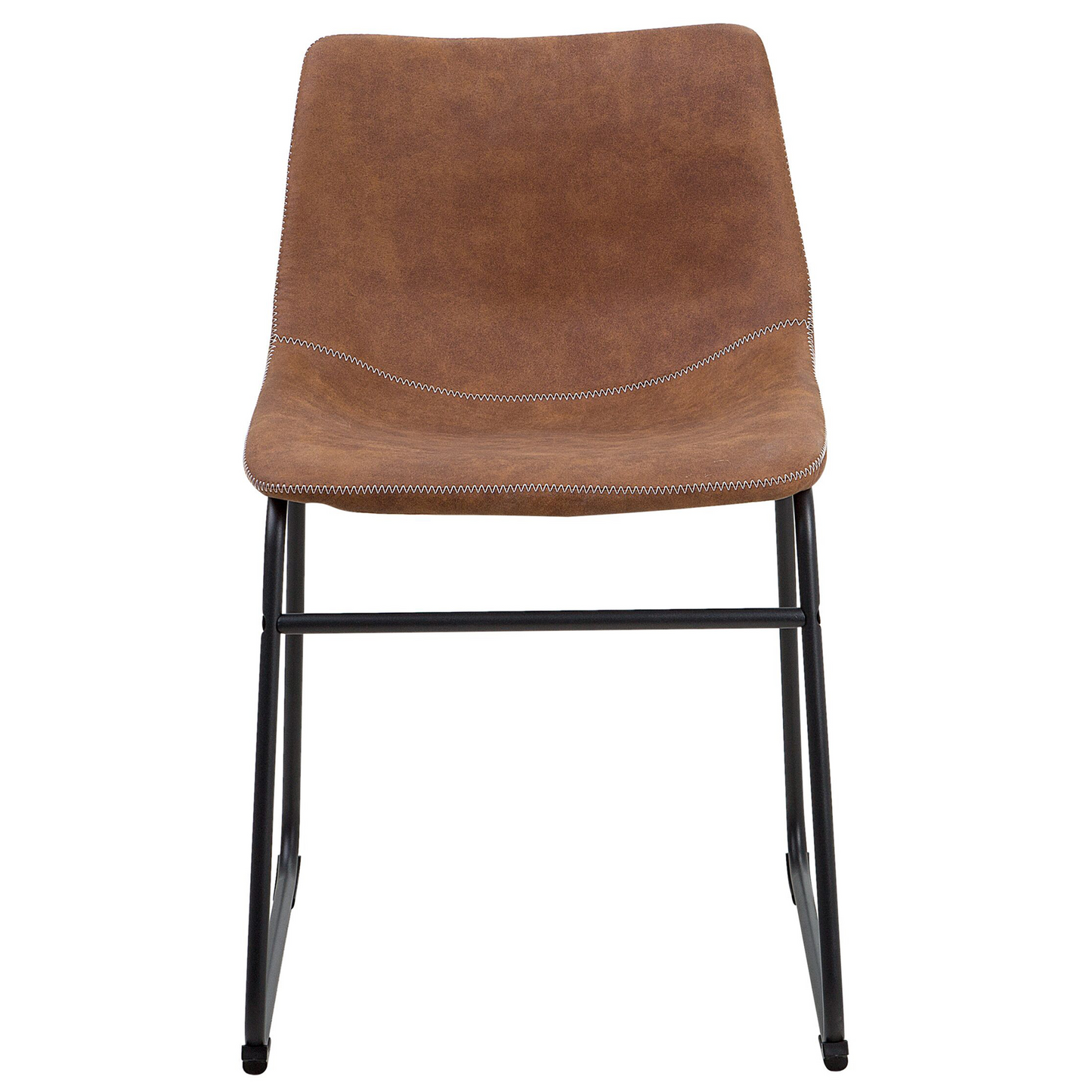 Dining Chairs Set of 2 Brown Fabric Black Legs Rustic Retro