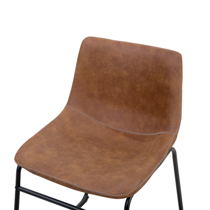 Dining Chairs Set of 2 Brown Fabric Black Legs Rustic Retro