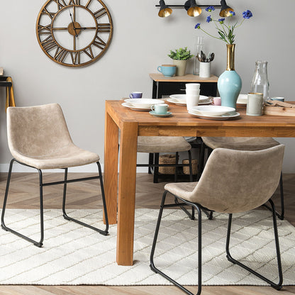 Riverside Beige Fabric Dining Chairs Set Of 2 With Black Legs