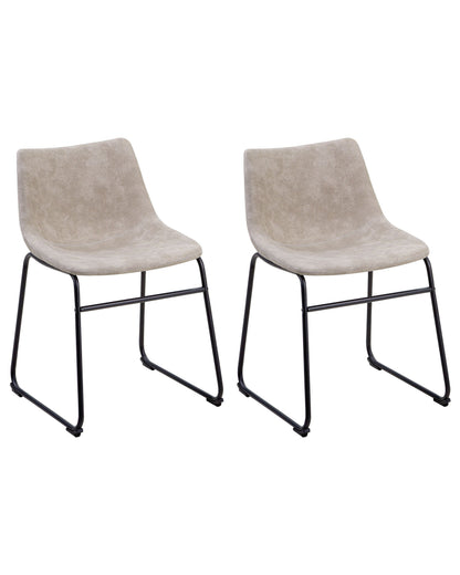 Riverside Beige Fabric Dining Chairs Set Of 2 With Black Legs