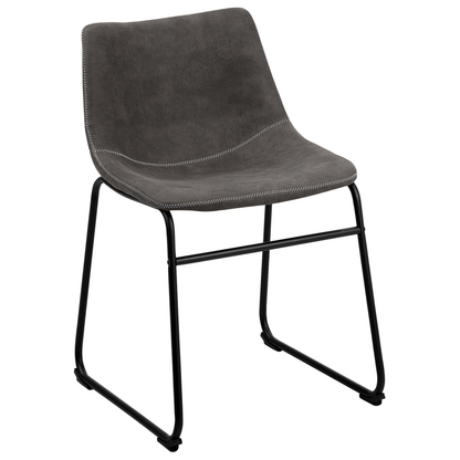 Rustic Retro Grey Fabric Dining Chairs Set Of 2