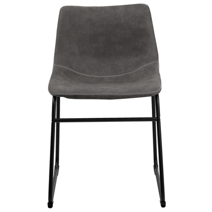 Rustic Retro Grey Fabric Dining Chairs Set Of 2