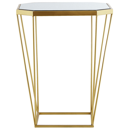 Glam Side Tables Set Of 2 Gold Base Glass Mirrored Tops