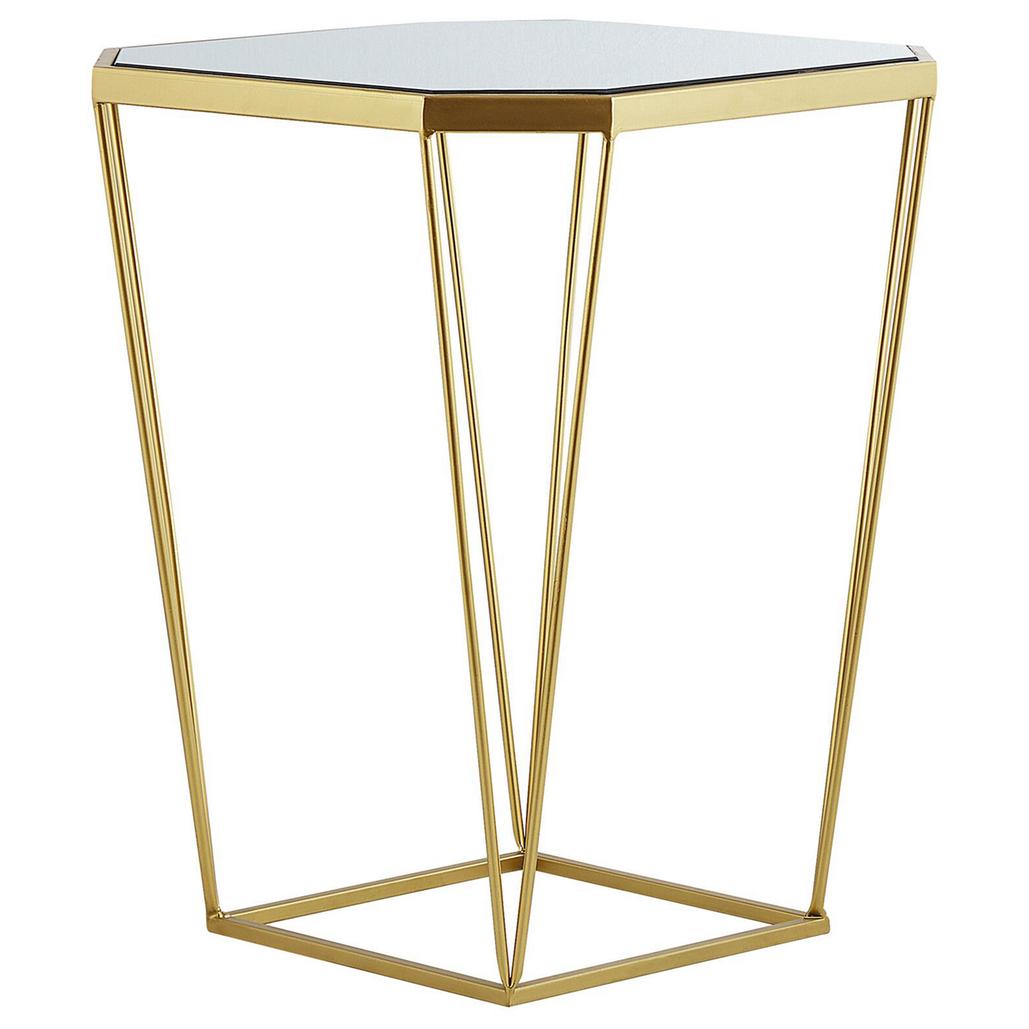 Glam Side Tables Set Of 2 Gold Base Glass Mirrored Tops