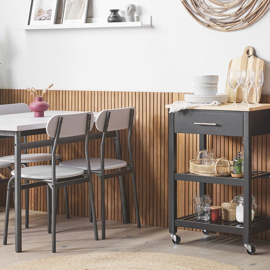 YourBrand Kitchen Trolley Black Rubberwood MDF 58x40x85 cm 2 Shelves