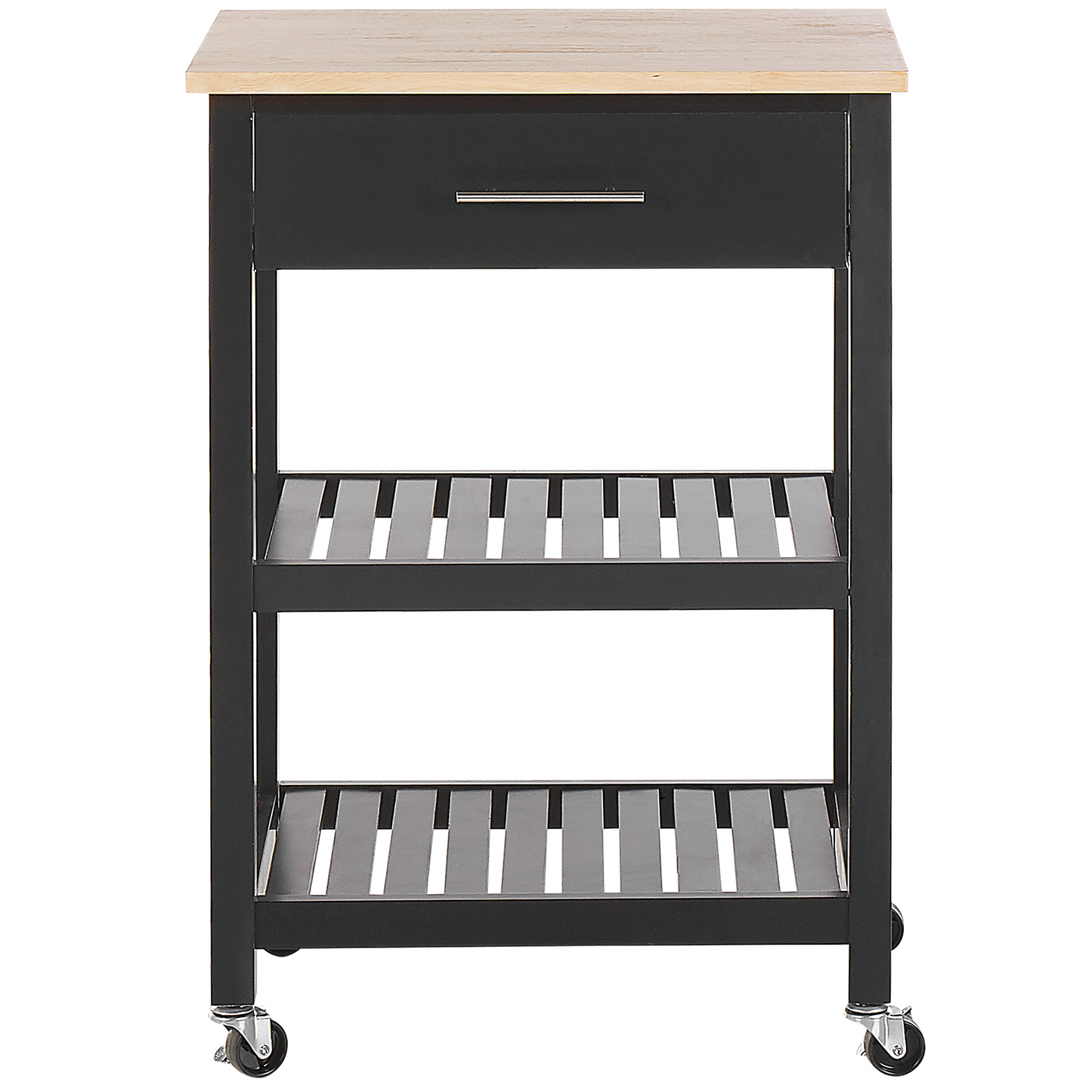 YourBrand Kitchen Trolley Black Rubberwood MDF 58x40x85 cm 2 Shelves