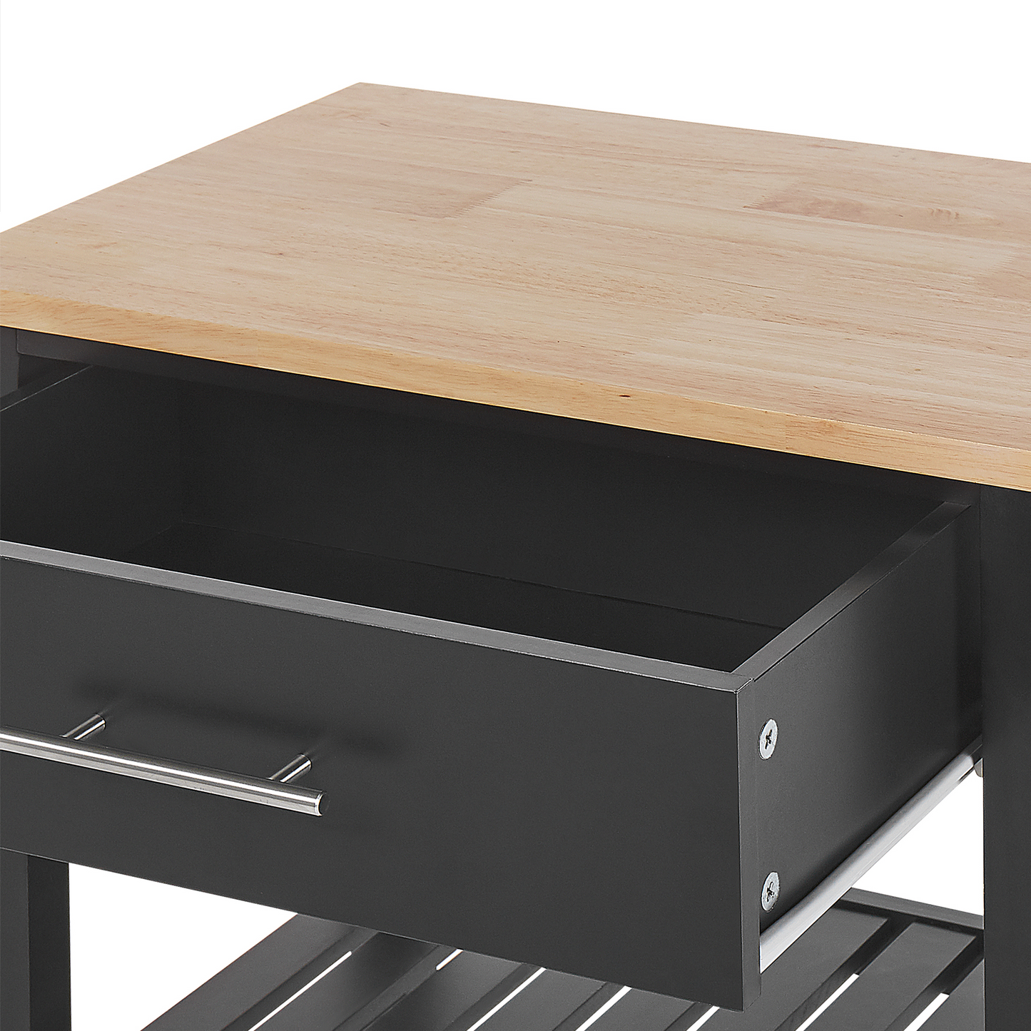 YourBrand Kitchen Trolley Black Rubberwood MDF 58x40x85 cm 2 Shelves