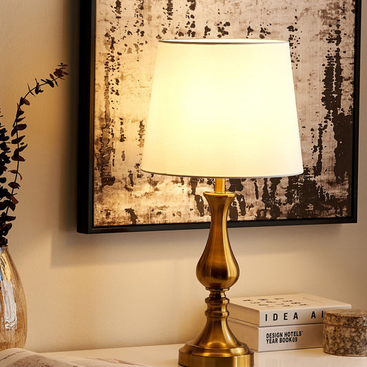 Table Lamp Gold Base With White Shade Vintage Design