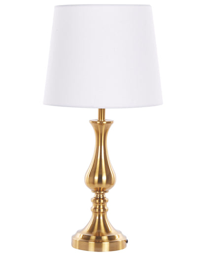 Table Lamp Gold Base With White Shade Vintage Design