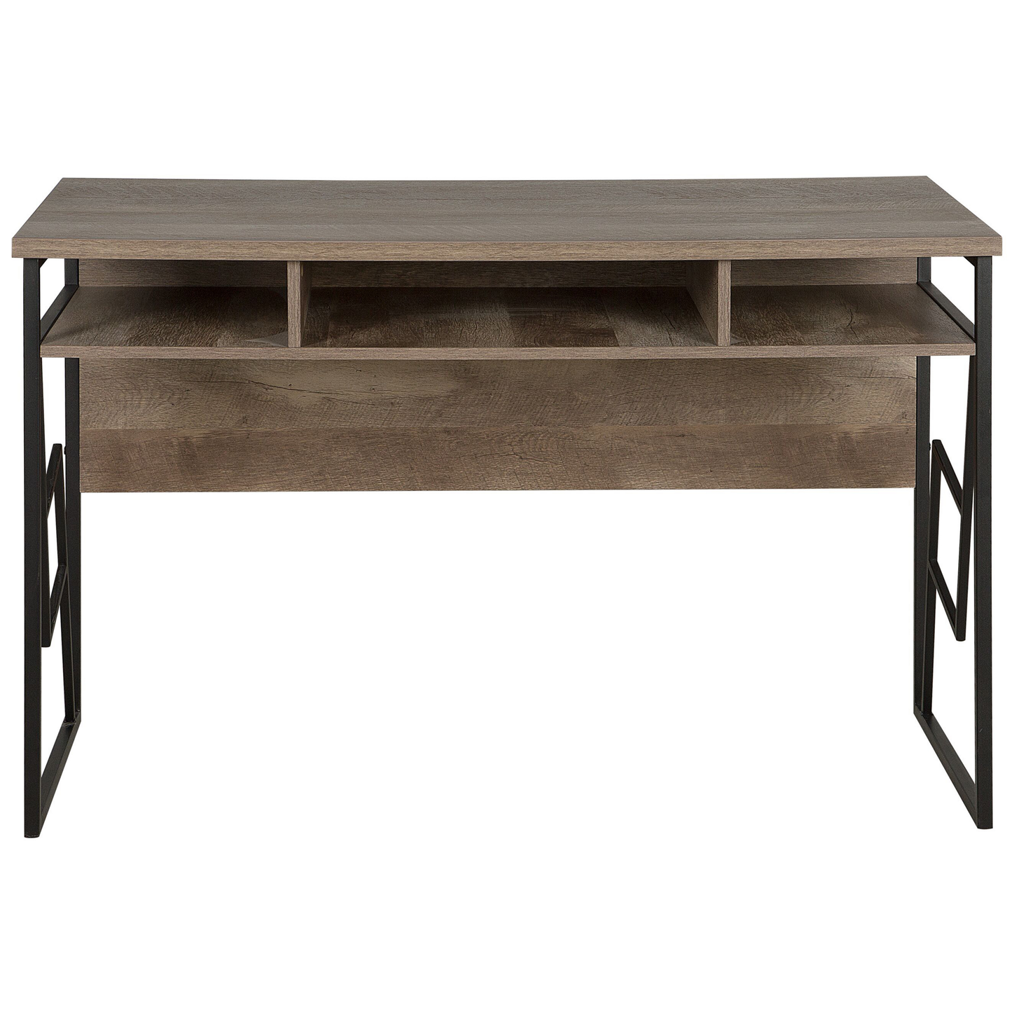 Office Desk Dark Brown Top Black Metal Frame 120 x 60 Storage
