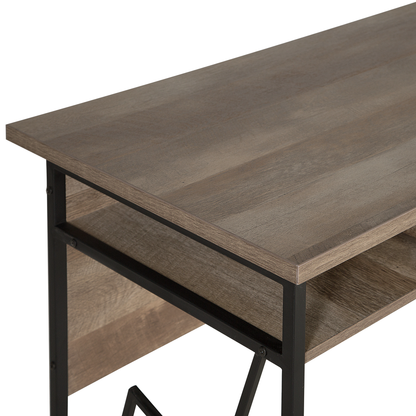 Office Desk Dark Brown Top Black Metal Frame 120 x 60 Storage