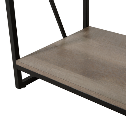 Industrial Minimalist 4 Tier Open Shelf Bookcase With Dark Brown Wood Finish And Black Metal Frame