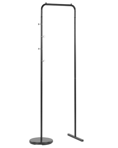 X Black Metal Clothes Rail 175 By 50cm Freestanding Rack With Four Hooks For Scarves Hats
