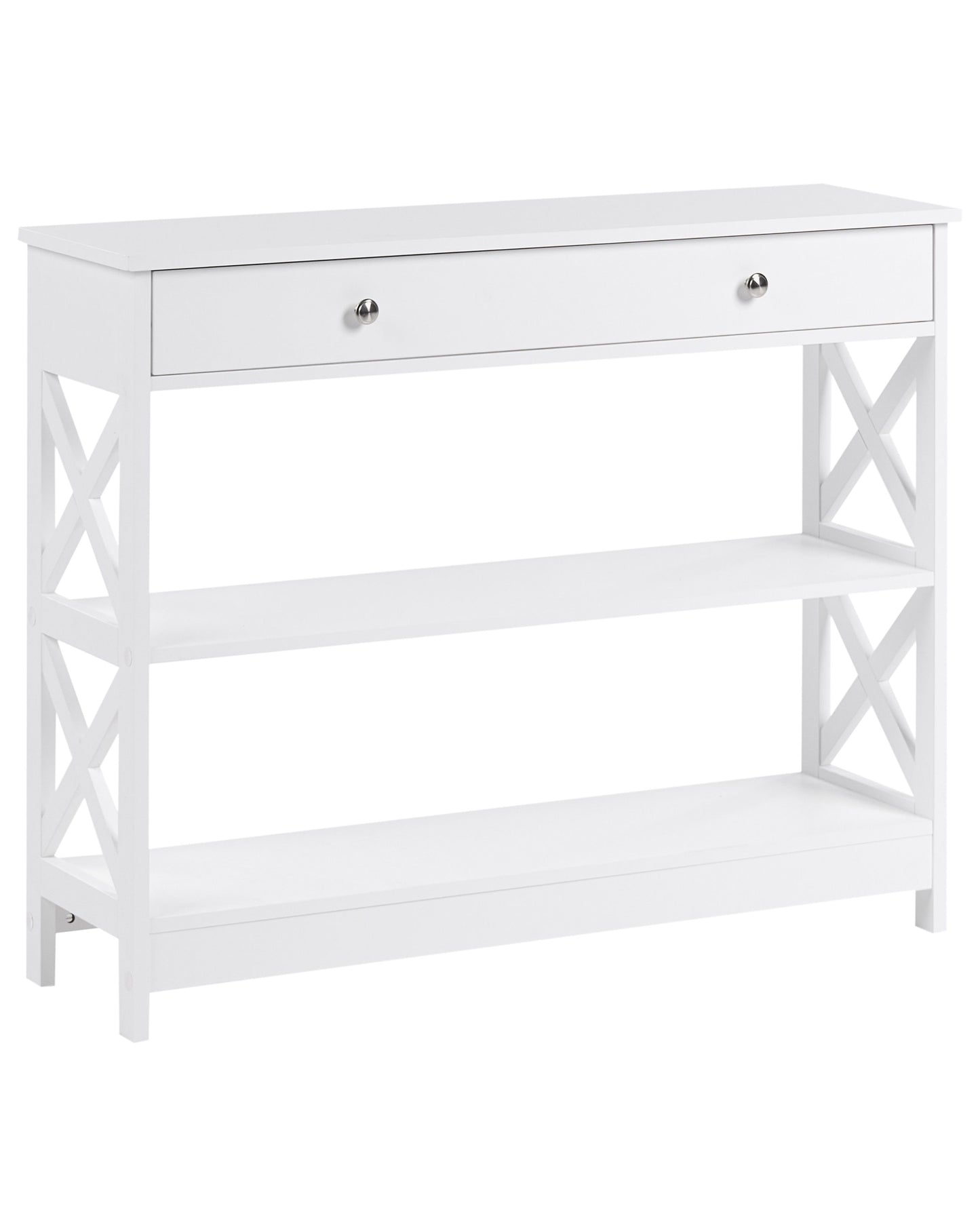 Nordic Home White Sideboard 100 x 30cm With 1 Drawer And 2 Shelves Country Style